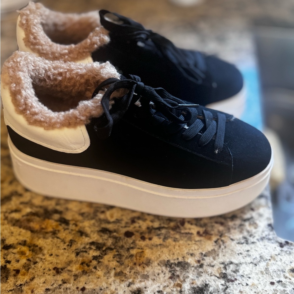 February SALE- Ash Black and White Fuzzy Sneakers